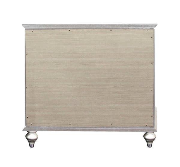English Elm Champagne Crystal-Trim Nightstand with 2 Soft-Glide Drawers, Glamorous Solid Wood Accent Table, 30" B062P215406
