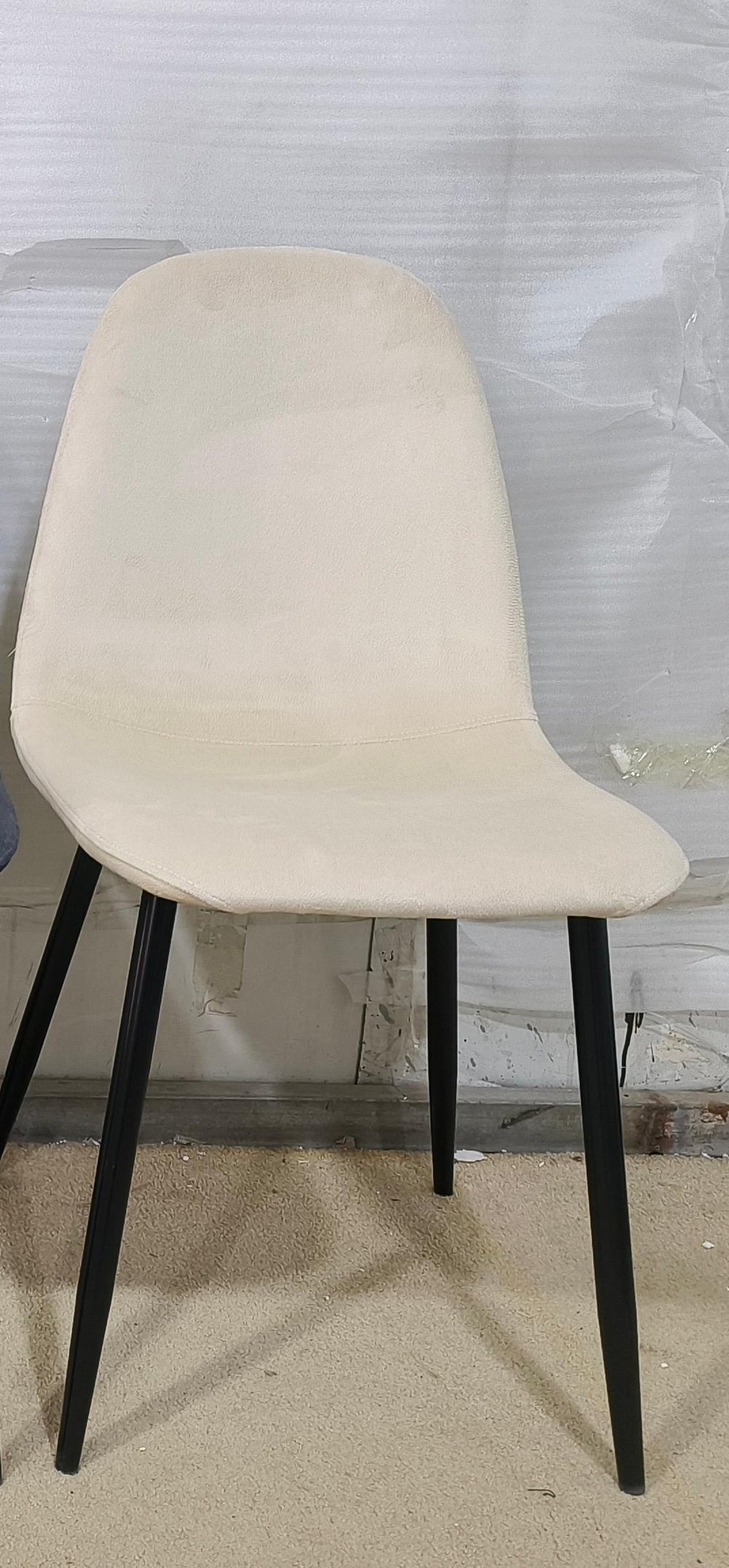 English Elm Dining Modern Velvet Upholstered Accent Chairs Set of 4 with Curved Ergonomic Back & Black Metal Legs Beige W2189P228670