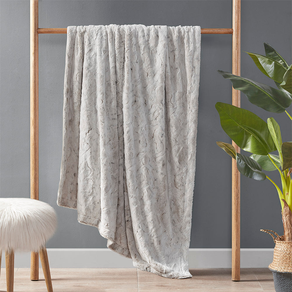 JLA Home Madison Park - Oversized Faux Fur Throw Blanket with Reversible Faux Mink, OEKO-TEX Certified, Plush Luxury Drapes Cozy Elegance MP50-6233