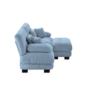 English Elm Cloud Couch Sectional Sofa - Luxurious Chenille 2-Seater With Pillows, Convertible Ottoman & More! W714S01080