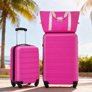 English Elm Hardshell Abs Spinner Luggage Set with Tsa Lock Expandable Travel Carry on Suitcase Pink PP309434AAH
