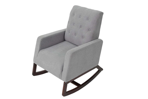 English Elm Classic Rocker Chair Diamond Button Tufted Fully Upholstered Rocking Seat with Plush Comfort and Stylish Exposed Legs Espresso,Steel Gray 30 L x 29 W x 20 H B011P375974