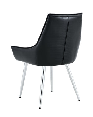 English Elm Crocodile Textured Pu Leather Accent Chair Diamond Tufted with Chrome Metal Legs W3493P456316