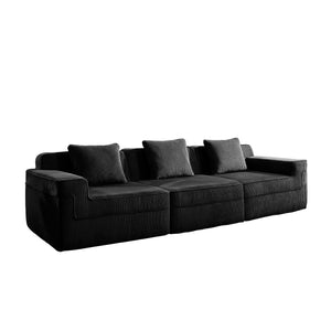 English Elm Modular 3-Seat Boneless Sofa - Cloud-Like Comfort, Plush Corduroy, Modern Design With Throw Pillows W3041S00324