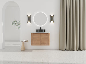 English Elm 30'' Wall-Mounted Bathroom Vanity With Ceramic Sink, Soft-Close Doors & Sleek Modern Design W999S00391