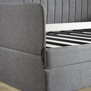 English Elm Daybed, Grey Metal Framed Sofa Bed with Twin Trundle, Durable Iron Frame, 6"-8" Mattress Fit, 78.4" W1162P214581