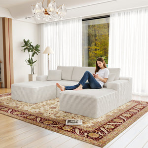 English Elm 104.3*70.8"Modular 104.3*70.8" Modular Sectional Sofa - Plush Corduroy, No Assembly, Versatile 3-Piece Design For Any Space W3819S00030