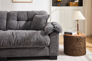 English Elm Casual Chenille Pleated Sofa - Elegant 3-Seater In Gray For Modern Living Rooms & Cozy Spaces W2100S00312