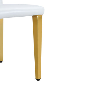 English Elm Set of 4 White Pu Leather Dining Chairs with Black Steel Legs for Modern Interiors W1151P269053