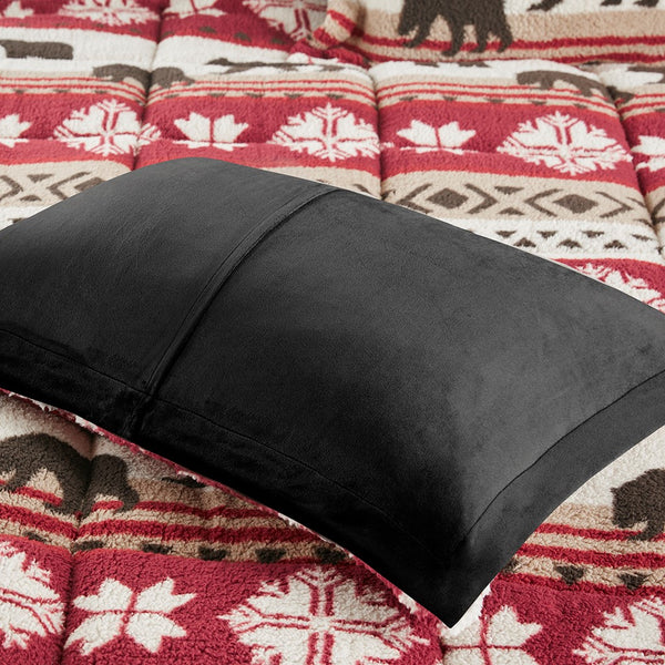 English Elm King/Cal King Tunbridge Printed Sherpa Comforter Set with Faux Mink Reverses, Hypoallergenic, Cozy Cabin Decor B035100528