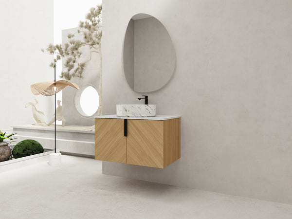 English Elm 30" Stylish Wall-Mounted Bathroom Vanity With Ceramic Sink, Soft-Close Doors & Modern Design W999S00445