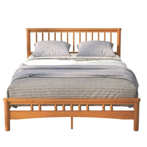 English Elm Queen Solid Wood Platform Bed Clean Lined Headboard No Box Spring Needed W1917P170227