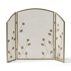 English Elm Christopher Knight Home® - FIRE Screen Gold Iron Fireplace Shield with Decorative 35.25x26.75 Inch Durable Heat-Resistant Guard 65186.00GLD