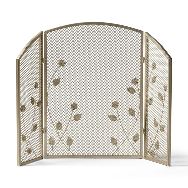 English Elm Christopher Knight Home® - FIRE Screen Gold Iron Fireplace Shield with Decorative 35.25x26.75 Inch Durable Heat-Resistant Guard 65186.00GLD