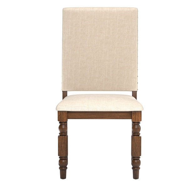 Kingsley Rubberwood Dining Chair Set with Nailhead Trim and Cushioned Fabric Seat
