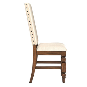 Kingsley Rubberwood Dining Chair Set with Nailhead Trim and Cushioned Fabric Seat
