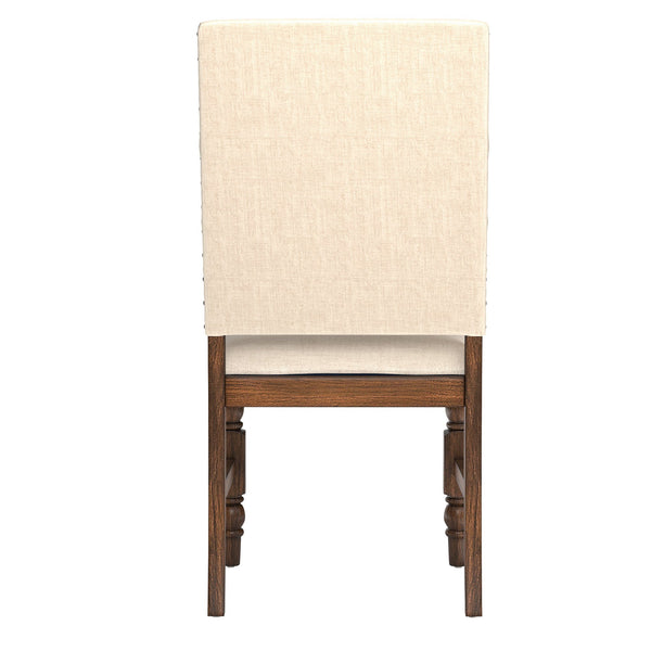 Kingsley Rubberwood Dining Chair Set with Nailhead Trim and Cushioned Fabric Seat