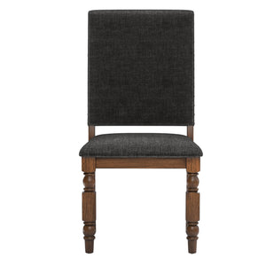 Kingsley Rubberwood Dining Chair Set with Nailhead Trim and Cushioned Fabric Seat