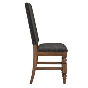 Kingsley Rubberwood Dining Chair Set with Nailhead Trim and Cushioned Fabric Seat