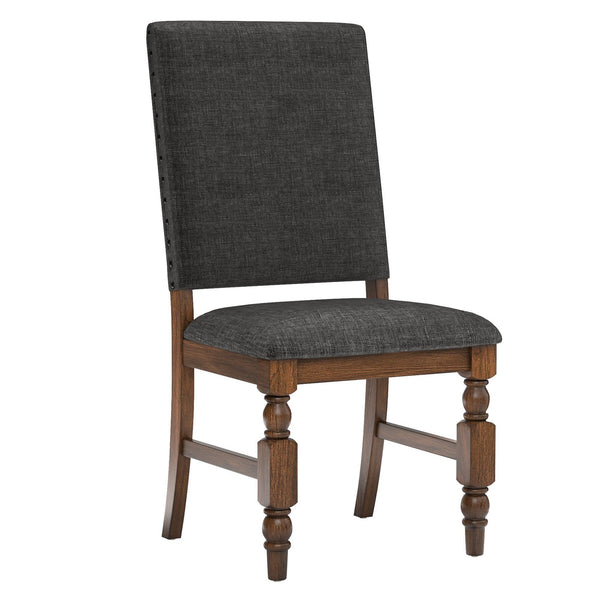 Kingsley Rubberwood Dining Chair Set with Nailhead Trim and Cushioned Fabric Seat