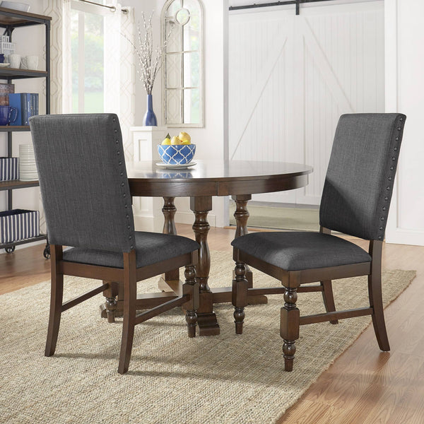 Kingsley Rubberwood Dining Chair Set with Nailhead Trim and Cushioned Fabric Seat