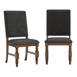 Kingsley Rubberwood Dining Chair Set with Nailhead Trim and Cushioned Fabric Seat
