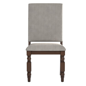 Homelegance Kingsley Rubberwood Dining Chair Set with Nailhead Trim and Cushioned Fabric Seat Grey / Dark Oak 443C-GL