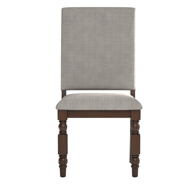 Homelegance Kingsley Rubberwood Dining Chair Set with Nailhead Trim and Cushioned Fabric Seat Grey / Dark Oak 443C-GL