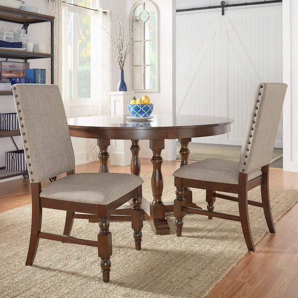 Kingsley Rubberwood Dining Chair Set with Nailhead Trim and Cushioned Fabric Seat