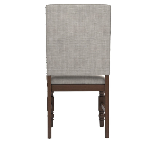 Kingsley Rubberwood Dining Chair Set with Nailhead Trim and Cushioned Fabric Seat