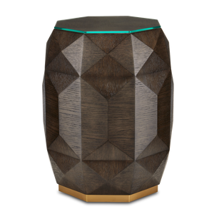 Kendall Dove Gray Accent Table – Elegant Octagonal Design with Polished Brass Base for Modern Spaces