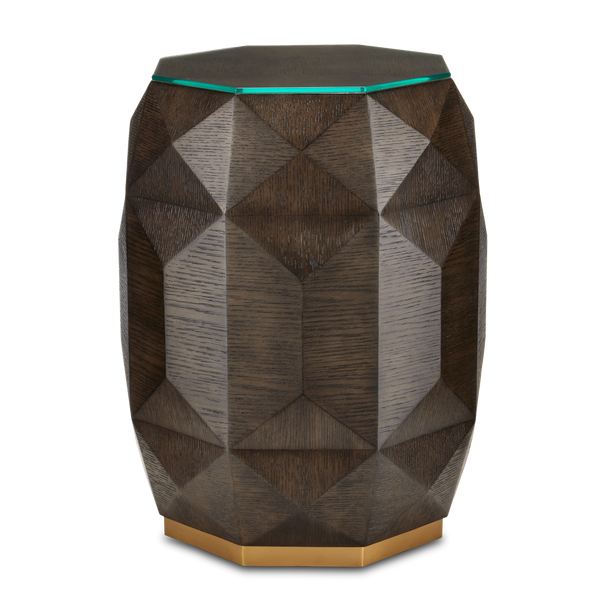 Kendall Dove Gray Accent Table – Elegant Octagonal Design with Polished Brass Base for Modern Spaces