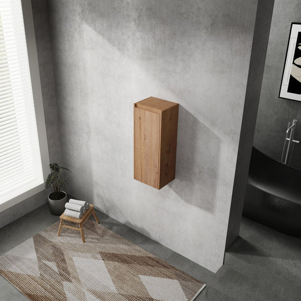 English Elm 12" Wall-Mounted Bathroom Side Cabinet with Soft-Close Hinges, Hidden Handle, Water-Resistant Finish W999P196498