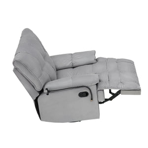 English Elm Single Teddy Upholstered Recliner Chair with Solid Wood Frame, Sponge Cushions & Phone Stand, Adjustable Back to 150° Gray W1278P212863