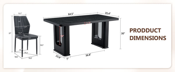 English Elm Table Black Textured Dining Set With 4 Ergonomic Pu Chairs - Modern, Durable & Stylish Design For Home W1151S04308-GIGA