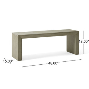 English Elm Acacia Hardwood Dining Bench with Gray Oak Finish Farmhouse Style Entryway Seating 66363.00LGRYOAK