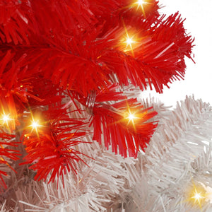 English Elm 6ft Candy Cane Christmas Tree with 300 Warm White LEDs, 904 Bendable Branches, Easy Assemble Joyfully Festive Decor N710P181789J