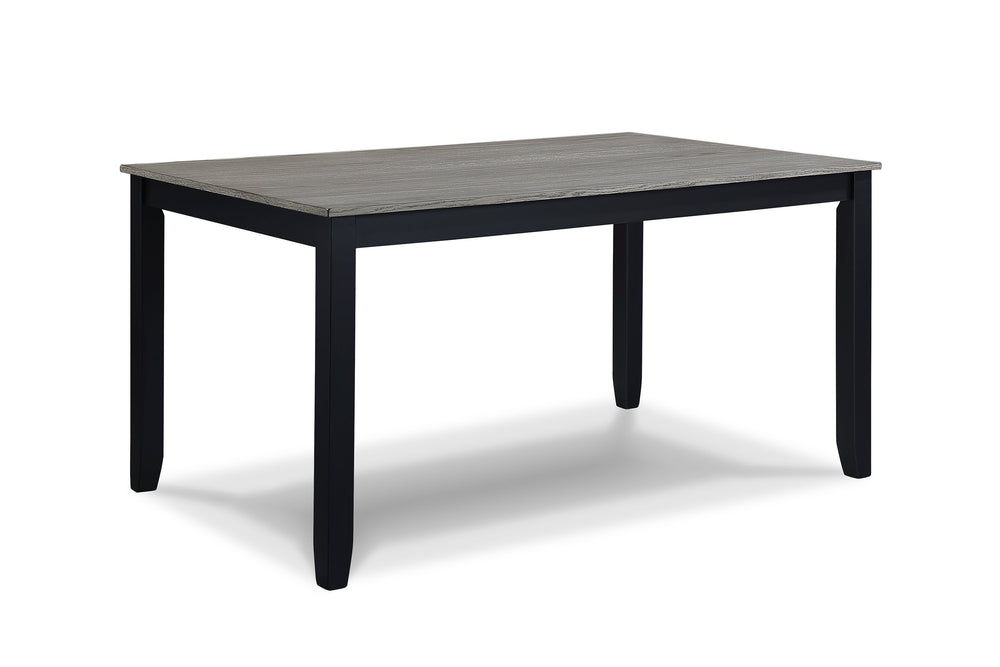 English Elm 7-Pc Dinette Set Black Finish Rectangular Table with Upholstered Light Grey Chairs, Triple Crossback Design Antique White+Gray 64 L x 40 W x 18 H B011P184936