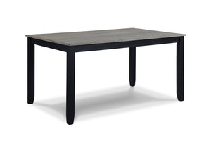 English Elm 7-Pc Dinette Set Black Finish Rectangular Table with Upholstered Light Grey Chairs, Triple Crossback Design Antique White+Gray 64 L x 40 W x 18 H B011P184936