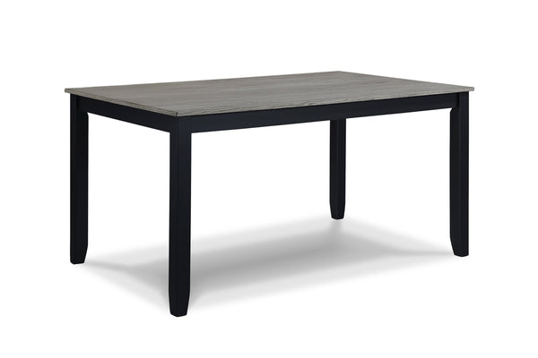 English Elm 7-Pc Dinette Set Black Finish Rectangular Table with Upholstered Light Grey Chairs, Triple Crossback Design Antique White+Gray 64 L x 40 W x 18 H B011P184936