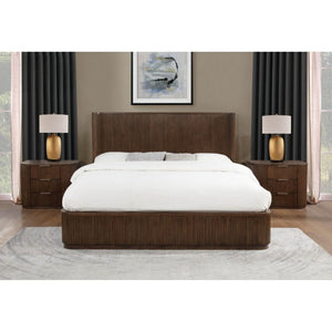 English Elm Fluted Solid Wood 3-drawer Nightstand with Textured Grooves for Modern Bedroom Storage Brown B011P474543