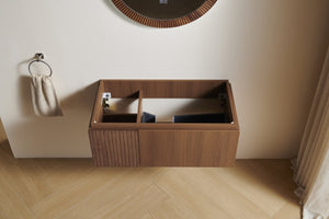 English Elm 36" Muri Oak Woodgrain Plywood Bathroom Vanity Cabinet with Soft Close Doors W2615P338065