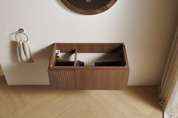 English Elm 36" Muri Oak Woodgrain Plywood Bathroom Vanity Cabinet with Soft Close Doors W2615P338065