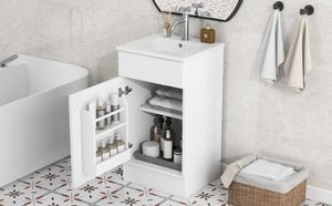 English Elm [video] Compact Sage Green Bathroom Vanity with Ceramic Sink Soft Close Cabinet White N759P237932K