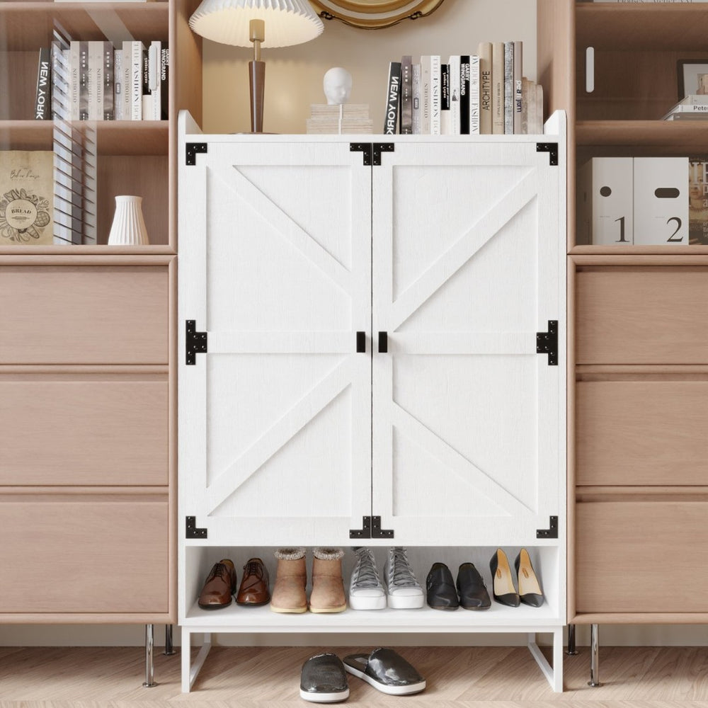 English Elm Shoe Cabinet With Doors - 6-Tier Space-Saving Storage Organizer, Adjustable Shelves & Hidden Storage W2227P170171-GIGA