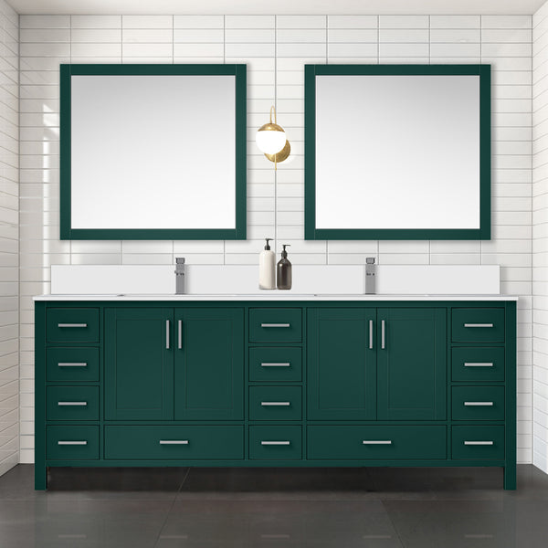 English Elm Green Solid Wood Double Bath Vanity 84" W x 22" D with Cultured Marble Top, Soft-Close Drawers, Ample Storage B2731P259170
