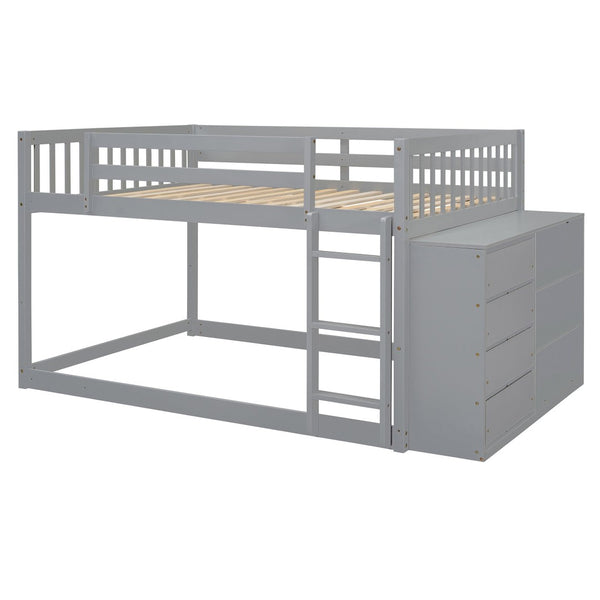 English Elm Full Over Bunk Bed with Four Drawers Three Shelves Pine and Mdf Kids Frame Gray LT000267AAE-1