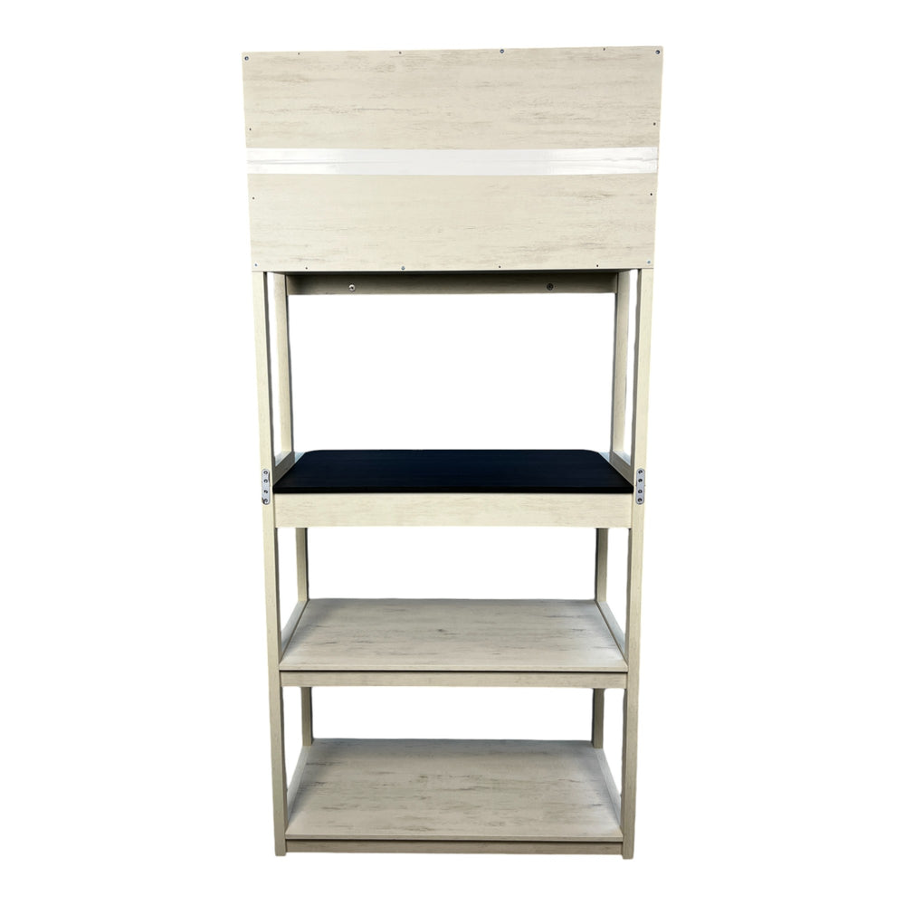 English Elm 31.5" 5-Tier Bakers Rack White+Black – Sturdy Particle Board Kitchen Shelves, Coffee Bar, Storage W1412P230432