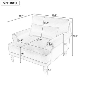 English Elm Mirod Oversized Polyester Accent Chair with Column Legs and Ergonomic Lumbar Support N760S0000028W