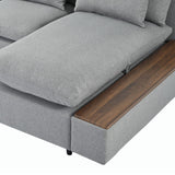 English Elm [ Video Provided] L-Shaped Modular Sectional Sofa With Removable Back Cushions,3 Pillows and 2 Storage Spaces,Suitable For Living Rooms,Offices and Apartments